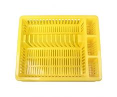 Schramm® Abtropfgestell mit Wanne in 10 Farben ca. 46 x 37 x 8 cm Abtropfgestelle Abtropfständer Abtropfschale Abtropfgitter Geschirrkorb Abtropfkorb, Farbe:Gelb