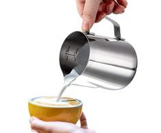 Milchkännchen, Dailyart Milchkännchen aus Edelstahl Milk Pitcher 350ml/12oz Milchkanne Milchschaumkännchen Milch Aufschäumen für Cappuccino und Latte Art, Silber
