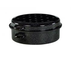 Krüger Karl Gänsebräter, Gansbräter, mit Tropfdeckel, gesprenkelt, aus Stahlemaille, Ø 38 cm, in Folie eingeschweißt