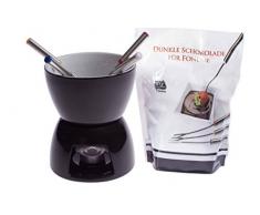 Fondueset - 4 Fondue Gabel + Teelicht + dunkle Schokolade