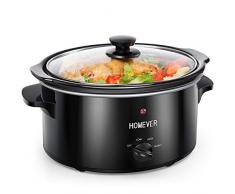 Schongarer, Homever Slow Cooker langsamer Kocher, 3,5 literst, manueller Schmor-Kochtopf Multi-Kocher mit Herausnehmbarem Keramikkochtopf,3 Einstellbare Temperatureinstellungen (Hoch/Niedrig/Warm)