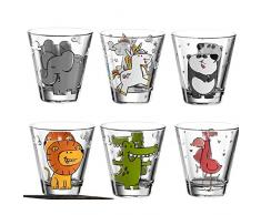 Leonardo Kinderbecher Bambini 215 ml 6er Set farbig sortiert Saftbecher Wasserglas mit Motiv