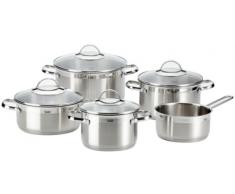Silit Achat Topfset 5-teilig, Töpfe mit Glasdeckel, Induktionstöpfe, Edelstahl poliert, Induktion, unbeschichtet, backofengeeignet