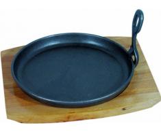 12 Stück Servierpfanne RUND Gußeisenservierpfanne INKLUSIVE Holzuntersetzer