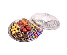 CuiXiangUK Kreatives mehrteiliges Snack-Tablettset aus Acryl mit Deckel, rundes transparentes Plastik-Snack-Tablett zur Aufbewahrung von Lebensmitteln, geeignet für Hochzeiten und Partys