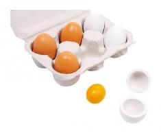 Legler Small Foot Company 5666 - Kinderspielzeug Eierschmaus - Eierkarton mit 6 Eiern aus Holz mit Rührschüssel und Schneebesen für die Spielküche 15 teilig