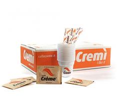 100 extra feine weiße Zucker hohe Löslichkeit Beutel + 100 kleine Kunststoffbecher + 100 Kunststoff-Paletten - Caffé Créme