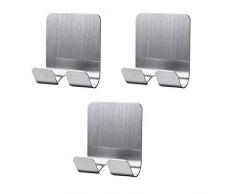 Amacoam 3 Stück Edelstahl Rasiererhalter Selbstklebende Mehrzweckhaken wasserdichte Badezimmer Haken für Rasierer, Stecker, Schlüssel, Küchenutensilien Usw