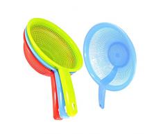 Hemoton 4 Stück Küchensieb mit Griff Kunststoff Sieb Sieb Abflusskorb zum Reinigen Reis Waschen Obst Gemüse Lagerung Zufällige Farbe