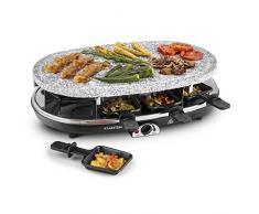 Klarstein Steaklette - Raclette-Grill - Tischgrill, Partygrill, Leistung: 1500 Watt, stufenlos regulierbare Temperatur, Natursteinplatte aus Granit, inkl. 8 Pfännchen, schwarz-Silber