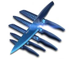Wanbasion 6 Teilig Blau Scharfe Messer Set Küche Edelstahl, Profi Messer Set Für Köche Hochwertig, Beste Küchen Messer Set Kochmesser Spülmaschinenfest