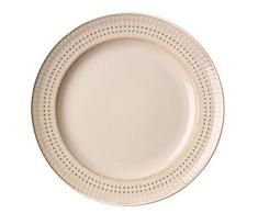 Canju Geschirr/Besteck/Outdoor/Camping Geschirr Nordic Vintage Geprägte Keramikschale Hotel Salatschale Gebäckschale Home Dish Disc Steak Dish Pasta Dish 10 Zoll Beige