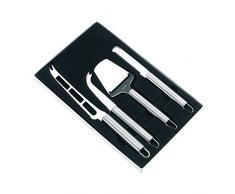 Käse Messerset 4 teilig Käsemesser mit Käsehobel Käse Messer für dünne Scheiben Parmesanmesser oder Wellenschliff genannt