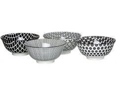 Ritzenhoff & Breker Schalen-Set Takeo, 4-teilig, 15,5 cm Durchmesser, 650 ml, Porzellangeschirr, Schwarz-Weiß