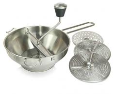 Wenburg Passiergerät I Passiermühle aus Edelstahl, inkl. 3 Siebeinlagen. Spülmaschinengeeignet. Passiersieb zum passieren von Obst, Gemüse (19,5 cm)