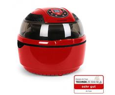 Klarstein VitAir Heißluftgarer Heißluftfritteuse Fritteuse ohne Öl für fettarmes Grillen, Backen oder Garren (1400W, Halogen-Infrarot-Heizelement, 9 Liter, mit Timer) rot