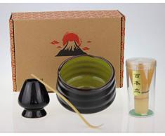Urban Lifestyle Matcha Schale, Tee Set Nara mit Löffel, Matcha-Besen, Besenhalter und Schale (Grün, 4)