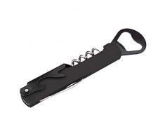 IKAAR Korkenzieher Wein Hebel Multifunktionaler Edelstahl Metall Wein Bier Glasöffner Kellnermesser Universalöffner mit Flaschenöffner, Folienschneider und Korkenzieher Schwarz