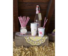 Talking Tables Truly Scrumptious; Pappbecher mit Blumenmotiv für Teekränzchen, Hochzeiten und Geburtstagspartys, Pink und Gelb, 250 ml (12 pro Pack)