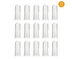 Locisne 15 stücke weiche silikon pet finger zahnbürsten, hundezahn reiniger pinsel hund katze zähne reinigung zahnpflege für hunde katzen(15 * Fingerzahnbürste)