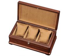 3-Slot Set mit Zubehör Tablett Armband aus Holz mit weichem Futter und 3 abnehmbaren Kissen für Damen/Herren DCZKS (Farbe: Rot)