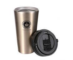 Yierya Coffee to go Becher,Doppelwandig Vakuumisolierter Coffee Mug,Edelstahl Coffee Becher (Golden)