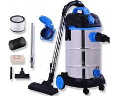 Masko® Industriestaubsauger - blau, 1800Watt ✓ Mit Steckdose ✓ Blasfunktion ✓ | Mehrzwecksauger Trocken-Saugen & Nass-Saugen | Industrie-Sauger mit & ohne Beutel | Wasser-Staubsauger beutellos