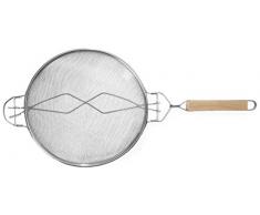 HENDI Grossküchensieb, doppelmaschig, Holzgriff, Verstärkte Halterung, Passiersieb, Küchensieb, Sieb, ø260x570mm, Verzinnt