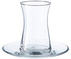 Pasabahce 95290 Heybeli Teeset 165ml, 4 Teegläser und Untertassen, 308 ml, Glas, transparent, 1 Set