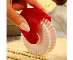 Hunpta@ Gebäckschneider und Kantendekorateur - 2019 Gitterroller Gitterwalze Torten Schneider,Pizza Schneider, Pizza Gebäck Gitter Schneider Gebäck Torten Dekorations Schneider Plastikrad Rolle (Rot)