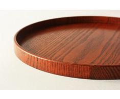 kaimo 4 Größe Holz Japanische Konfekt Fruit Dessert Kaffee Auflaufform, rund, Holz Abendessen Geschirr Teller Tablett rund Suiten Kaffee Abendessen Gericht, holz, 30 cm