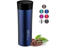 720°DGREE Premium Thermobecher “PleasureToGo” - 450ml, BPA-Frei, Auslaufsicher - Schlanker Edelstahl Kaffeebecher to go, Isolierbecher, Reisebecher Travel Mug mit Deckel - 360°-Trinköffnung - 5h heiß