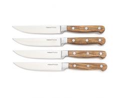 makami Steakmesser Set Olive Deluxe mit glatter Edelstahlklinge und Griff aus hochwertigem französischem Olivenholz in Geschenkverpackung