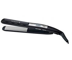 Remington Haarglätter Aqualisse S7202, Anwendung auf nassem und trockenem Haar, hochwertige Keramikbeschichtung, schmale und extra lange Stylingplatten, Aufbewahrungstasche, schwarz/silber