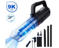 Hodekt Handstaubsauger 9000PA/120W Mit LED-Licht 2600mAh Akku Handsauger (Nass und Trocken, Blow Dust und Lnflatable, Geräuscharm 70db, 500ml Staubbehälter, Schnellladung, Wiederverwendbarer Filter