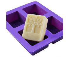 Outflower Silikon-Seife, Rechteckige Silikon-Förmchen, 4-Cavity Schalen Pfannen Kuchen Backen, Schokolade Biscuit Eiswürfel, Hand Made Seife, Silikon BPA frei,Blau