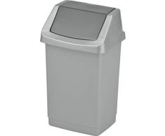 Curver Click-It Mehrzweck-Abfallbehälter Korb aus Kunststoff Silber (50 L)