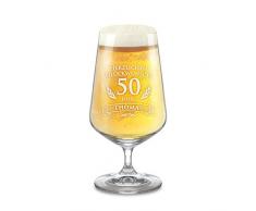 AMAVEL Bierglas mit Gravur zum 50. Geburtstag – Personalisiert mit [Name] – Pilstulpe – Geburtstagsgeschenke für Männer und Frauen – Geschenkidee zum Geburtstag – Männergeschenke – Füllmenge: 400 ml