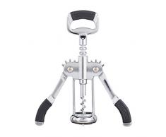 Relaxdays, Silber Hebelkorkenzieher mit Flaschenöffner, klassischer Korkenzieher, Weinflaschen leicht und schnell öffnen, Metall, 1 Stück