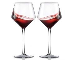 Finest Crystal 2-er Set Rotweingläser mundgeblasen, bleifreies Kristallglas handgefertigt 680ml, Weinglas von Burgunder, kristallklar, Einzigartige Kollektion
