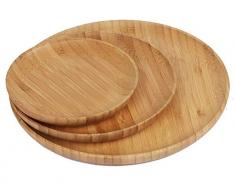 Bambusteller Bamboo Plates Holzteller aus umweltfreundlichem Bambus Holz 3 teilig Set