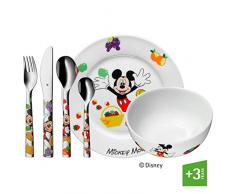 WMF Disney Mickey Mouse Kindergeschirr mit Kinderbesteck, 6-teilig, ab 3 Jahren, Cromargan Edelstahl poliert, spülmaschinengeeignet, farb- und lebensmittelecht
