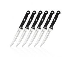 Ginsu Essential Edelstahl Serie schwarz Original Allesschneider und Tranchiermesser, 04850ds Set mit 6 Steakmessern Schwarz