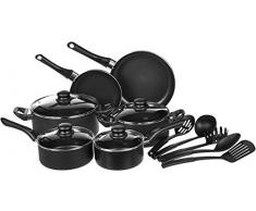 AmazonBasics - 15-teiliges Kochgeschirr mit Antihaftbeschichtung