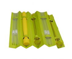 Cocktailzubehör-Set Stößel/Löffel/Trinkhalme Mojito Caipirinha, 9tlg., farbig, 1 Stück