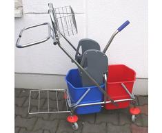 Sito Doppelfahrwagen Kunststoff mit Deichsel 2 x 20 l Liter Eimer Presse für Wischmop Putzwagen Rollwagen Eimerwagen Reinigungswagen Pressenwagen Putz-Set Wischwagen Systemwagen Cleansv klein