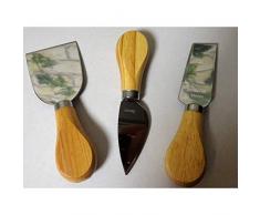 1a-becker 3er Set Käsemesser Edelstahl Holz ca.12cm für Weichkäse und Hartkäse Parmesanbrecher