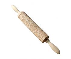 Buche Teigrolle Serria® umweltfreundlich Nudelholz graviert geschnitzt Holz geprägt Nudelholz Küchenwerkzeug 35 x 4,5 x 4,5 cm