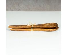 levandeo 2tlg. Salatbesteck Holz Akazie 31cm Lang Salat Servierbesteck Gabel Löffel Holzbesteck Geschenkidee Natur