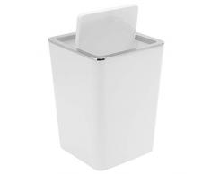 bremermann Bad-Serie Savona Kosmetikeimer mit Schwingdeckel, Badeimer, Kunststoff, 6 Liter (weiß, quadratisch)